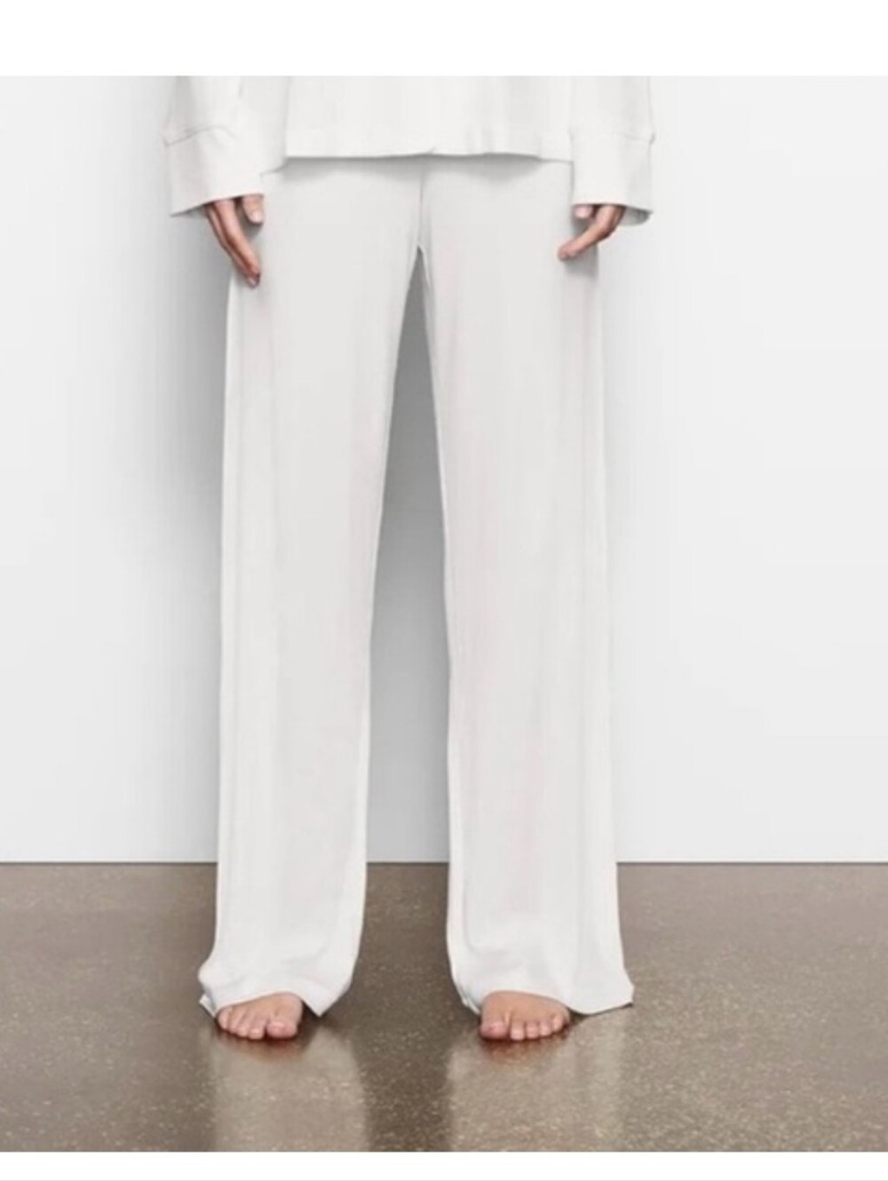 SKIMS White Soft Lounge Ribbed Wide-Leg Pants